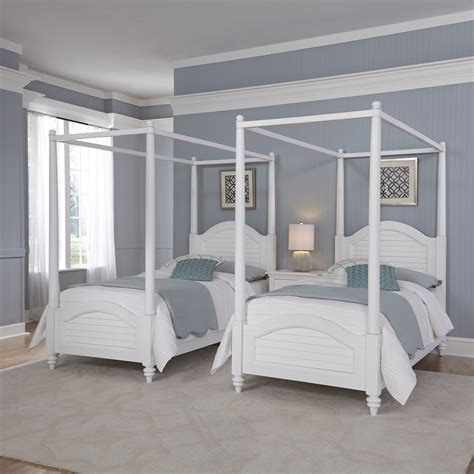 Maybe you would like to learn more about one of these? Home Styles Bermuda White Two Twin Canopy Beds and Night Stand