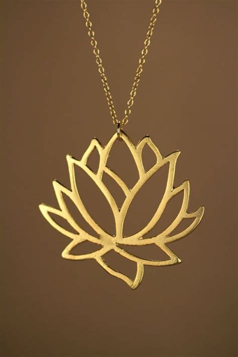 Lotus Necklace Gold Lotus Flower Necklace Blooming Flower Etsy Gold
