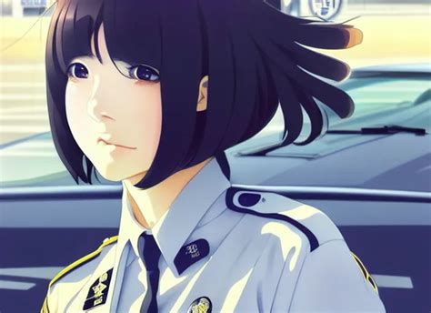 Anime Visual Portrait Of A Japanese Police Woman In Stable Diffusion