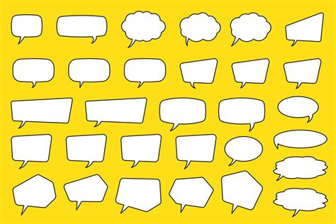 Set Of Speech Bubbles Blank Empty Vector White Speech Bubbles Cartoon