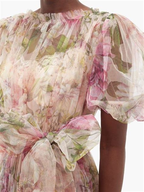 Peony Print Fuff Sleeve Tulle Gown Dolce Gabbana MATCHESFASHION