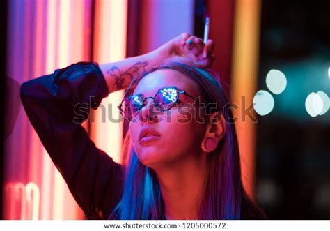 Millennial Enigmatic Pretty Girl Unusual Dyed Stock Photo 1205000572