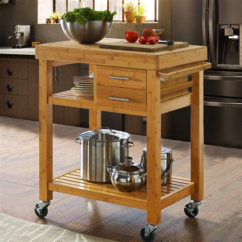 Find the biggest selection of kitchen islands & carts from homcom at the lowest prices. Rolling Bamboo Wood Kitchen Island Cart Trolley, w/ Towel ...