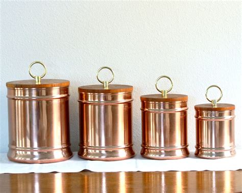 Copper Kitchen Canister Sets Vintage Copper Kitchen Canister Set With