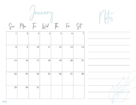 January Printable Calendar 2023