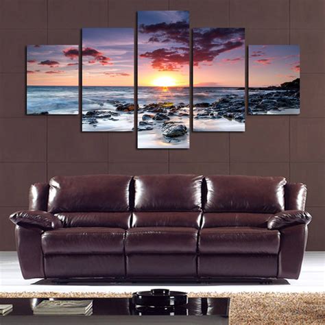 Other Computers And Networking 5 Piece Wall Art Canvas Sunset Sea Wall