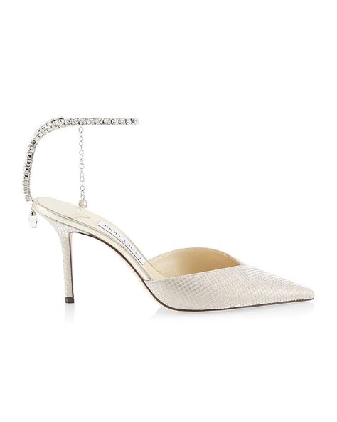 Jimmy Choo Saeda 85mm Glitter And Crystal Pumps In Natural Lyst