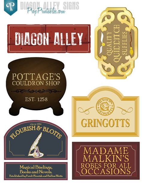 28 Diagon Alley Signs Harry Potter Party With High By Printyca In 2019