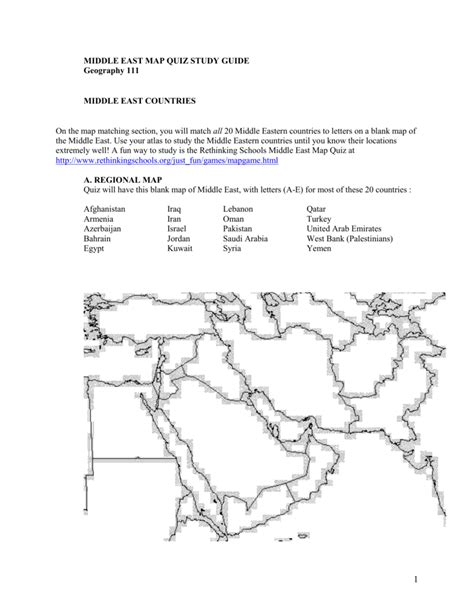Middle East Geography Worksheet