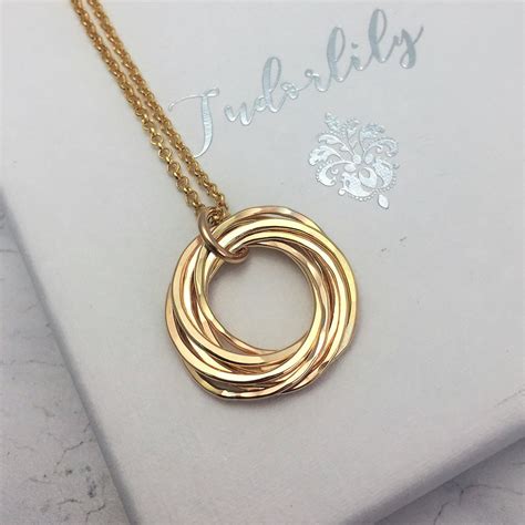 Rings Gold Necklace Interlocking Rings Th Birthday Etsy