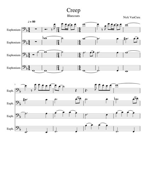 Do you know anything about this type of music? Creep-Euphonium Quartet Sheet music for Tuba | Download free in PDF or MIDI | Musescore.com