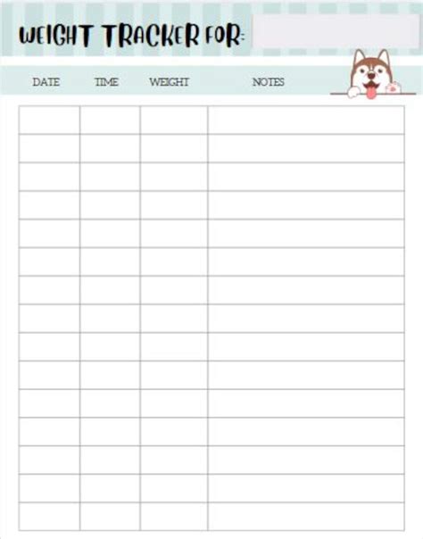 Puppy Weight Tracking Chart Etsy Australia