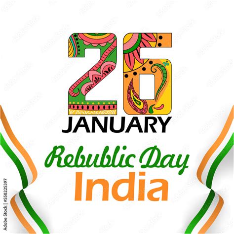 26th January Republic Day Of India Banner With Traditional Art Design