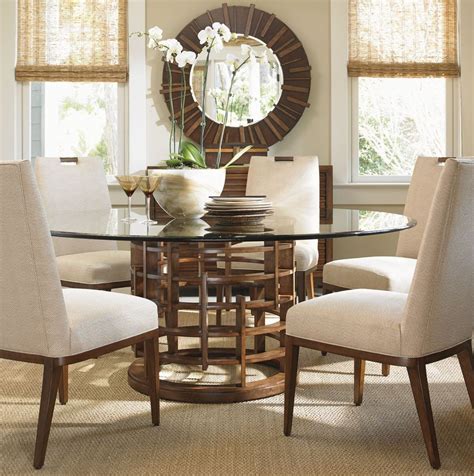 Island Fusion 60 Meridian Round Glass Dining Room Set From Tommy