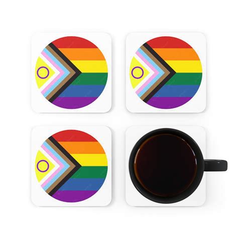 Lgbtq Pride Coasters With Rainbow For Bar Corkwood Coaster Set Etsy