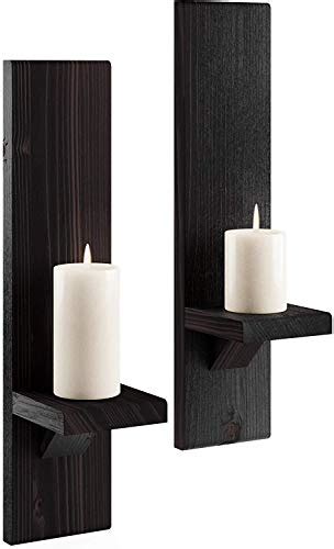 Wood Wall Sconce Candle Holder Set Of 2 Wall Mount Wooden Candle Holders Wallmounted Rustic