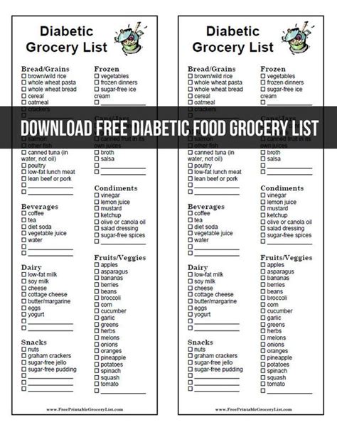 Free Diabetic Food List Printable Printable Templates