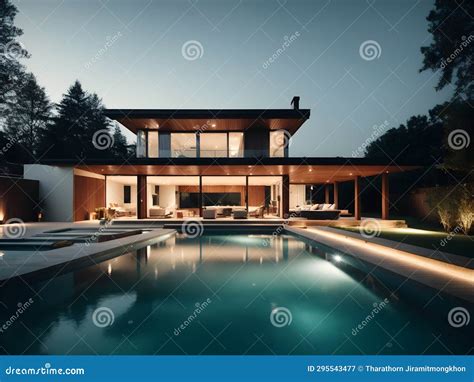 Architectural Elegance: Dazzling Poolscapes in Contemporary Homes Stock