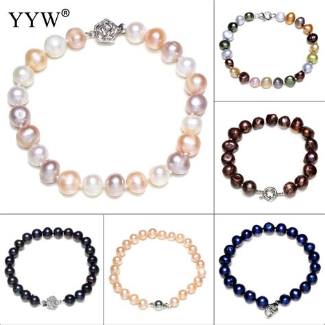 Freshwater Cultured Pearl Bracelet Natural Freshwater Pearl With Brass