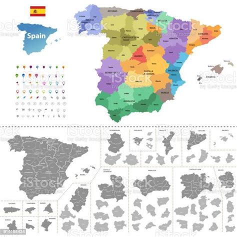Ilustración De España Alto Detallado Mapa Del Vector Con Las Divisiones