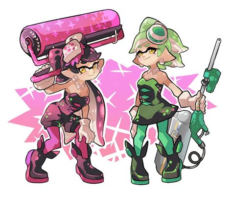 Squid Babes With Octolings Victory Pose Splatoon Squid Splatoon Squid Babes Splatoon