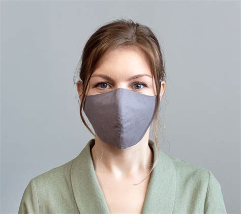 3 Layers Face Mask With Filter Pockets Adult Face Mask Grey Etsy