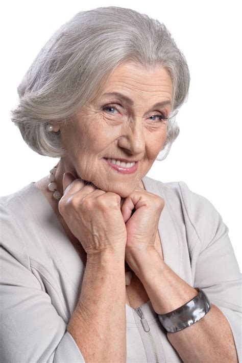 beautiful senior woman posing isolated on white background stock image image of background