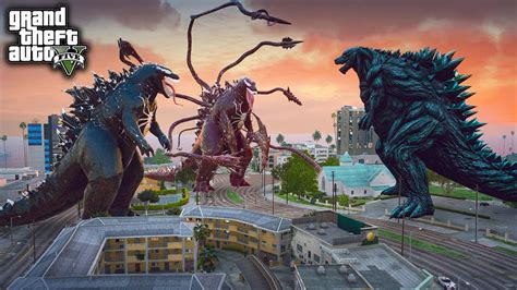 Godzilla Eearth Vs Venom Zilla And Carnage Zilla Battle In Gta 5 Mods