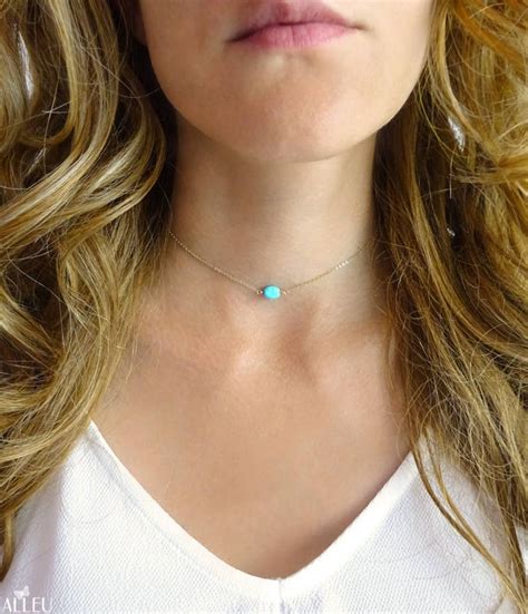 Turquoise Choker Choker Necklace Gold Filled Sterling Etsy