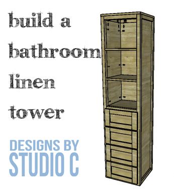 Once you build your own linen cabinet, you will have a place to space to store your clean sheets and towels out of sight so they will be handy when you have guests over. DIY Furniture Plans to Build a Bathroom Linen Tower | Designs by Studio C | Easy to Build F… in ...
