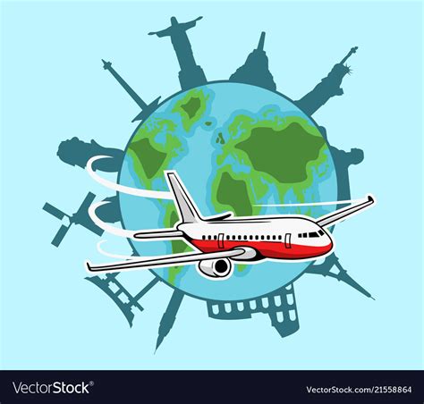 Airplane Flying Around The World Royalty Free Vector Image