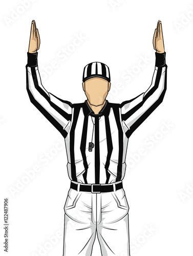 American Football Referee With Both Hands Up As A Touchdown Vect In