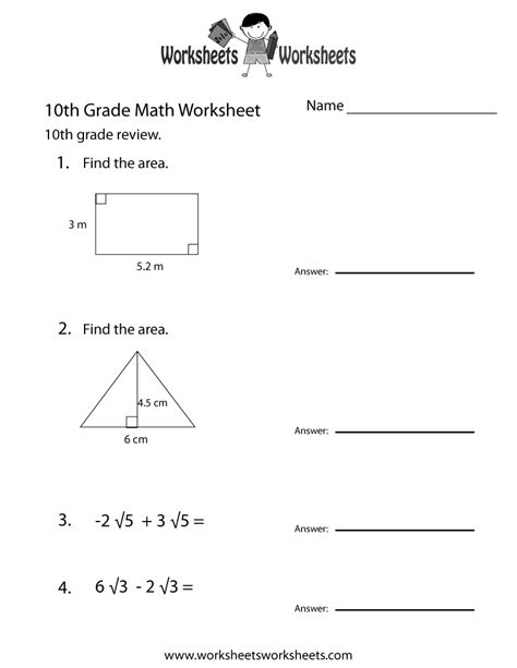 11 10th Grade Math Worksheets With Answer Key
