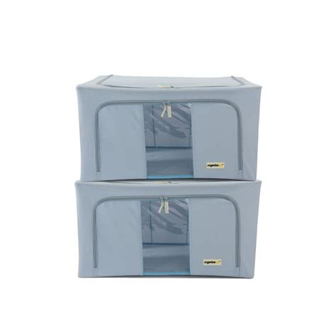 Organizeme 2 Pack 27 In W X 4 In H X 16 In D Blue Fabric Collapsible