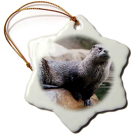 3drose Orn10191 Otter Snowflake Porcelain Ornament 3 Inch Special