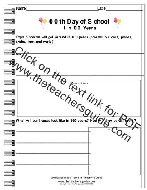 100th Day Writing Paper The Teachers Guide 100th Day