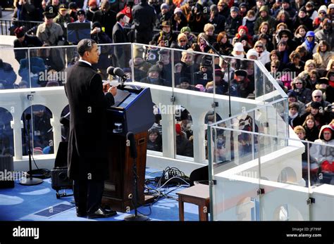 President Barack Obama Gives His Inaugural Address After Taking The