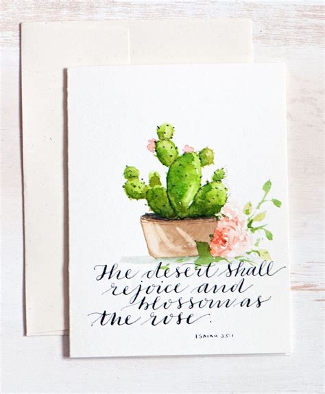 Enjoy our cactus quotes collection. ORIGINAL Card, Cactus Watercolor, Hand Lettered card, Calligraphy, Easter, Succulents, Bible ...