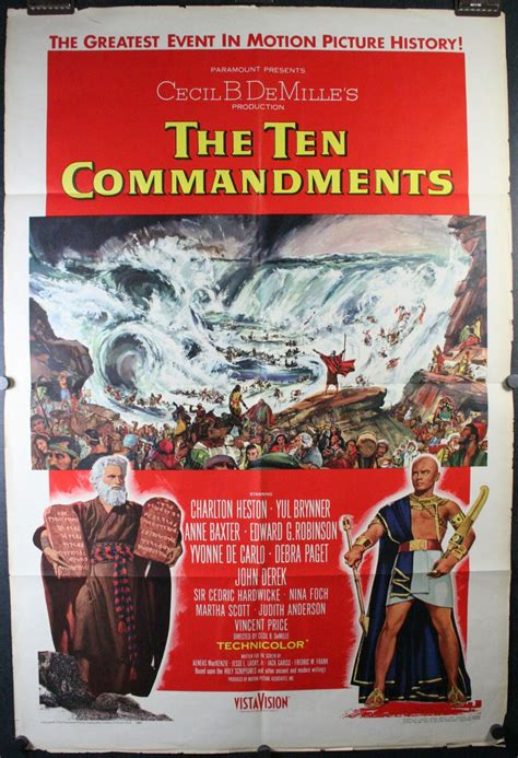 The Ten Commandments Original Charlton Heston Vintage Movie Poster