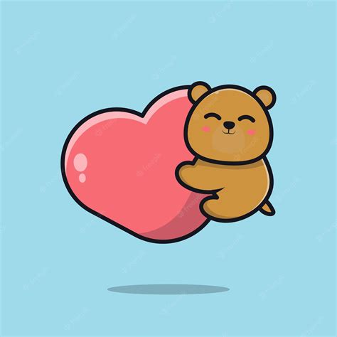 Premium Vector Cute Bear Holding Heart Cartoon Icon Illustration