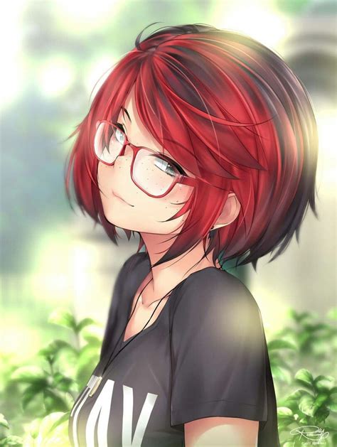 Cute Anime Girl Red Head Freckles Glasses Anime アニメ Pinterest Red Heads Anime And Glass