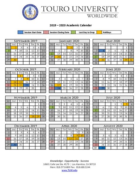 U washington calendar 2020