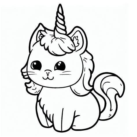 Cute Unicorn Cat Printable Coloring Page Download Print Or Color