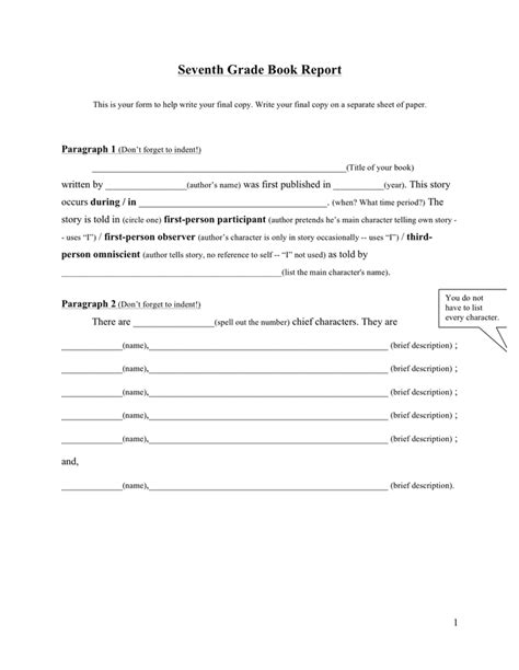 Book Report Template Download Free Documents For Pdf