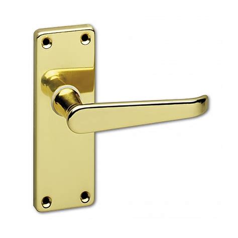 Polished Brass Classic Victorian Plate Mounted Lever Handle