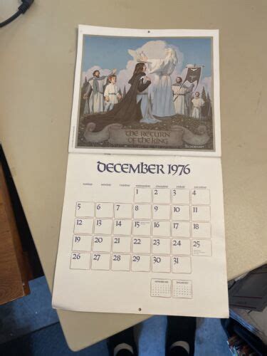1976 Jrr Tolkien Calendar Lord Of The Rings Hildebrandt Brothers