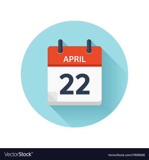 April 22 Flat Daily Calendar Icon Date Royalty Free Vector