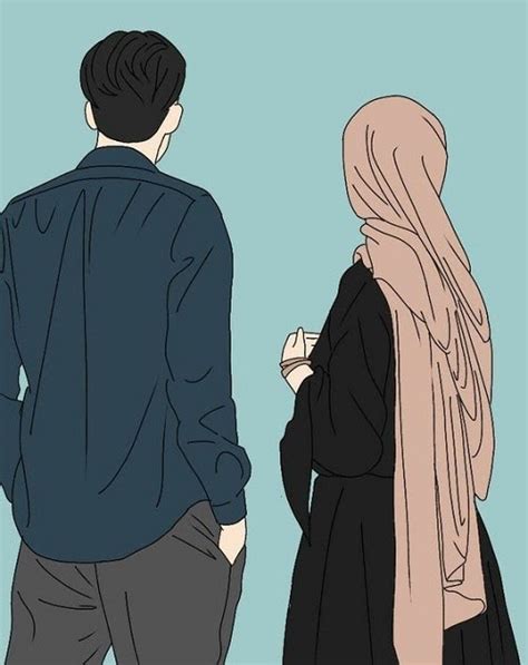 Gambar Kartun Wanita Berhijab Dan Pria 60 Gambar Kartun Muslimah