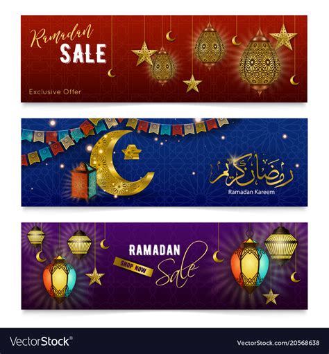 Ramadan Kareem Realistic Banners Royalty Free Vector Image