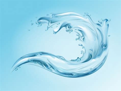 Water Splash Realistic Illustration Of 3d Water Wave With Blue Clear